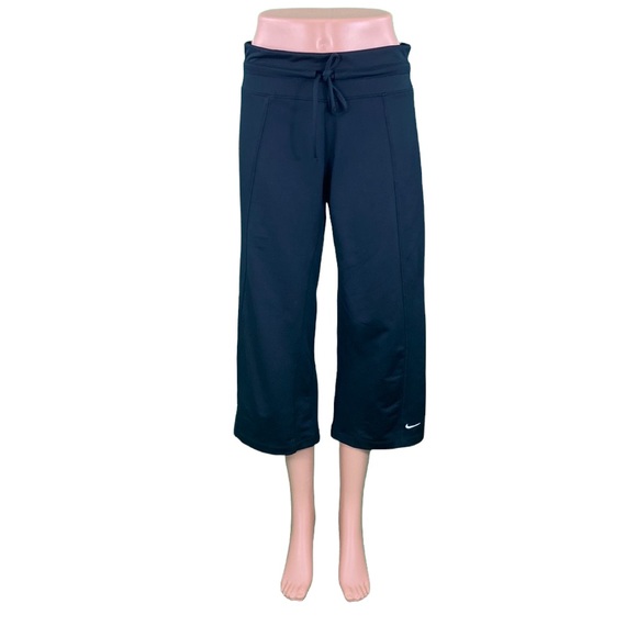 Nike Black Fit Dry Wide Leg Cropped Track Pants
